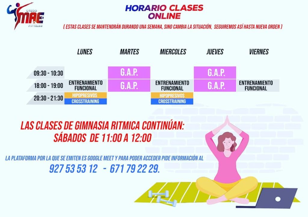 Horario Clases Online - Cross MAE Fitness